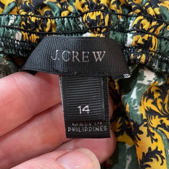 J. Crew Blouse Women’s Size 14 Yellow Off Shoulder Elephant Print Ruffle Cropped - Picture 6 of 8